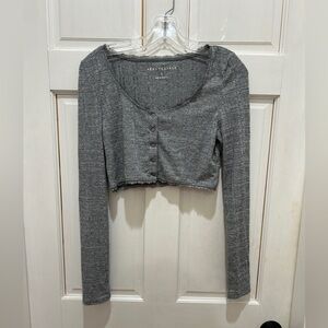 Aeropostale Cropped Grey Henley